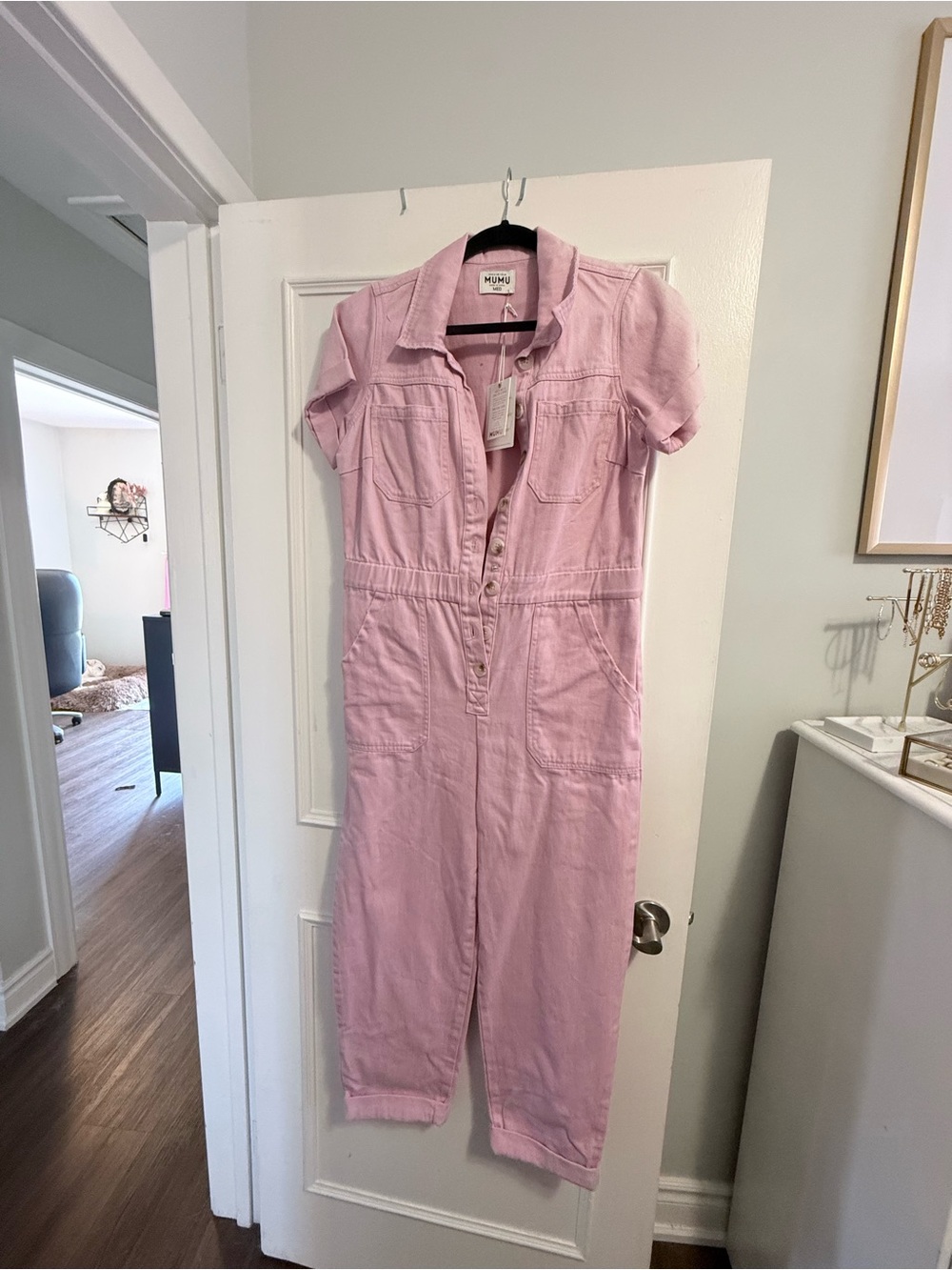 Show Me Your MuMu Pink Short-Sleeve Jumpsuit Romper